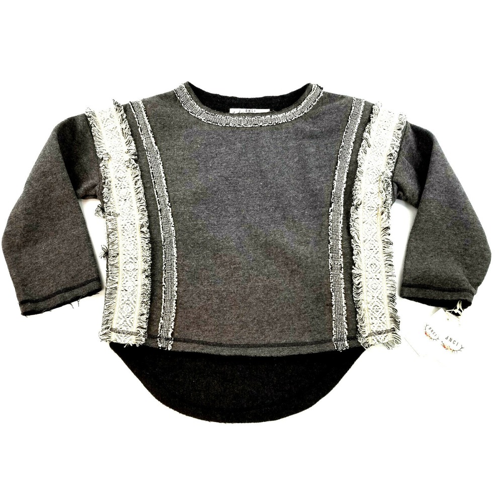 BNCI Boundless North Navajo Braided Crew Sweater Poncho Heather Grey XS NLT05100